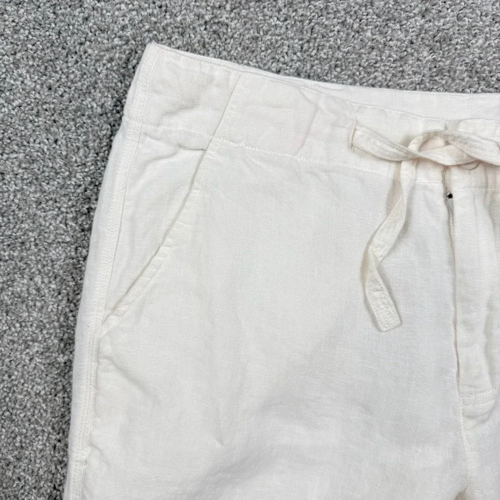 Toscano Firenze 100% Linen Drawstring Pants Men's M 34x33 Ivory Resort Beach